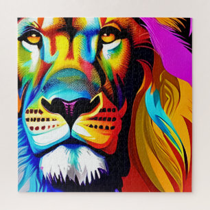 Puzzle Art numérique de lion coloré 