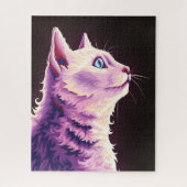 Puzzle Art Pop Chat Blanc Psychedelique Vibrant (Vertical)