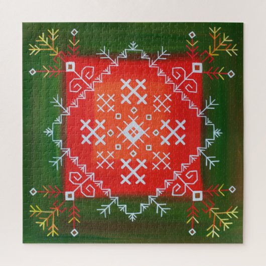 Puzzle Art populaire letton vintage avec symboles peintur (Vertical)