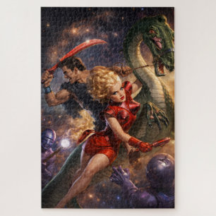 Puzzle Art rétro de science-fiction fantastique dans l'es