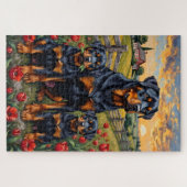 Puzzle Art Rottweiler Champ de Tulipes (Horizontal)