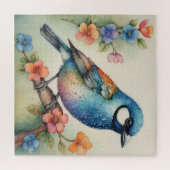 Puzzle Art stylisé Bluebird et fleurs (Horizontal)