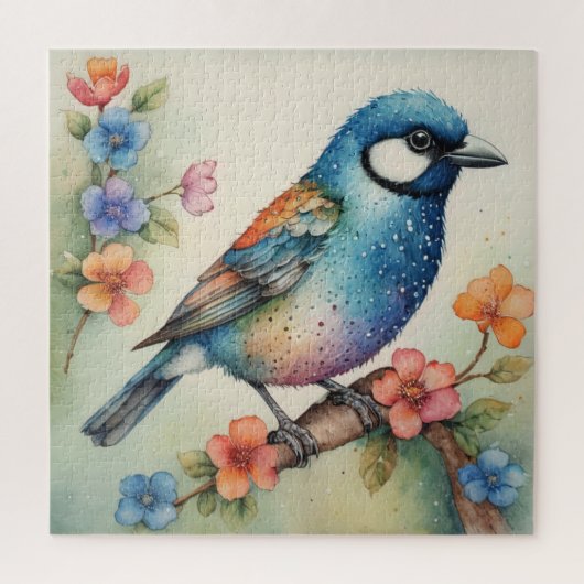 Puzzle Art stylisé Bluebird et fleurs (Vertical)