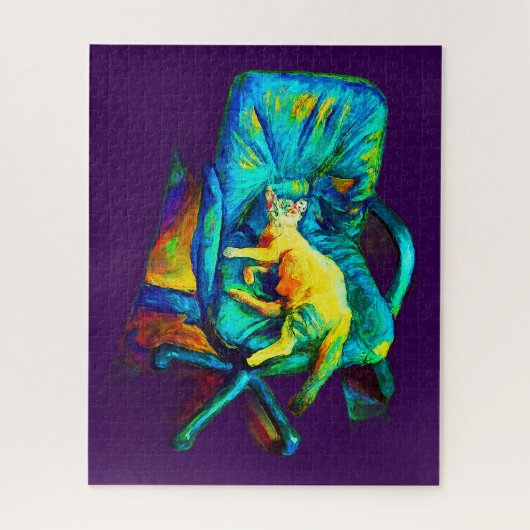 PUZZLE ART SURRÉAL D'UN CHAT COULEURS SOLIDES (Vertical)