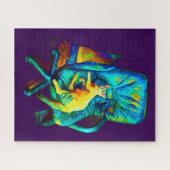 PUZZLE ART SURRÉAL D'UN CHAT COULEURS SOLIDES (Horizontal)
