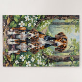 Puzzle Art Treeing Walker Coonhound Forest Trillium (Horizontal)