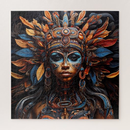 Puzzle Art tribal fusion abstrait vibrant aztèque (Vertical)