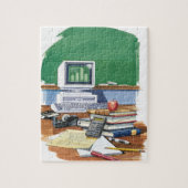 Puzzle Articles sur le bureau des enseignants de l'école (Vertical)