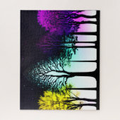 Puzzle Artiste Jaune Aqua Forêt Violette Silhouette Art (Vertical)