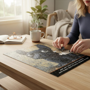 Puzzle artistique texturé Frenchie Chien Noir Fant