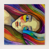 Puzzle Arts visuels abstraits colorés de jolie fille (Horizontal)