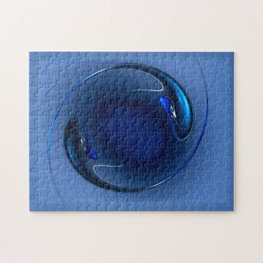 Puzzle Artwork Abstrait de poisson bleu tourbillon exotiq (Horizontal)