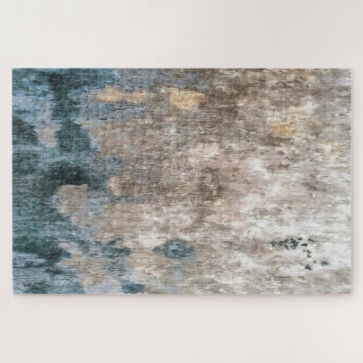 Puzzle Artwork Abstrait décoratif gris bleu (Horizontal)