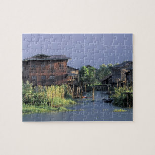 Puzzle Asie, Myanmar, lac Inle. Un village flottant sur