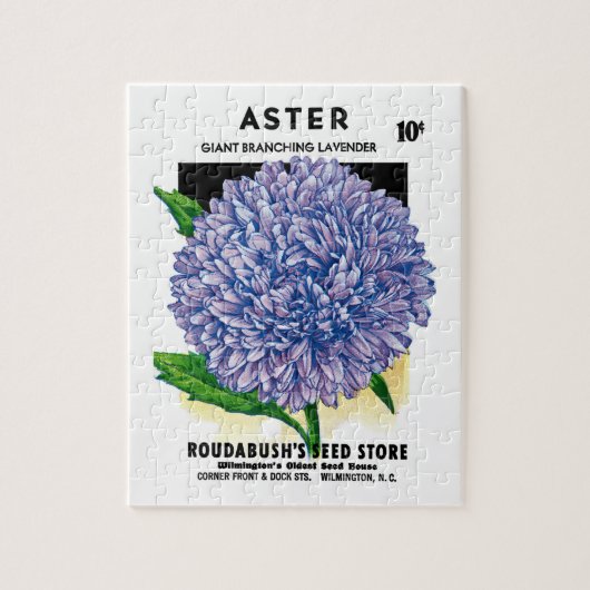 Puzzle Aster Vintage Seed Packet (Vertical)