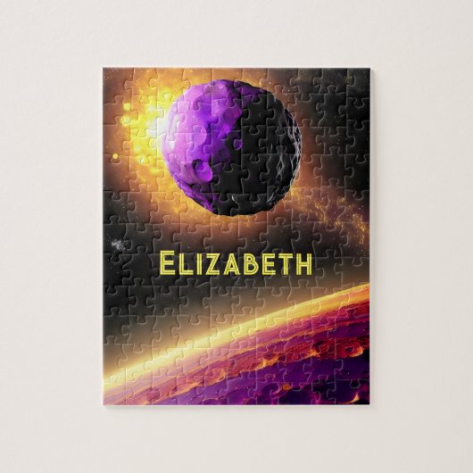 Puzzle Astéroïde Violet Interstellaire Volant Vers La Pla (Vertical)