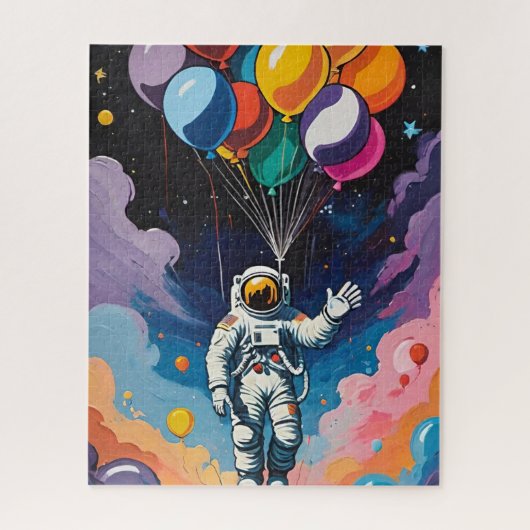 Puzzle Astronaut avec ballons colorés dans l'espace (Vertical)