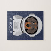 Puzzle Astronaut Dachshund avec nom (Horizontal)
