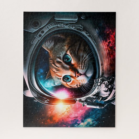 Puzzle Astronaut de chat spatial drôle Kitty Galaxy Unive (Vertical)