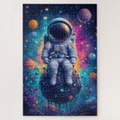 Puzzle Astronaut in Colorful Space Scene (Vertical)