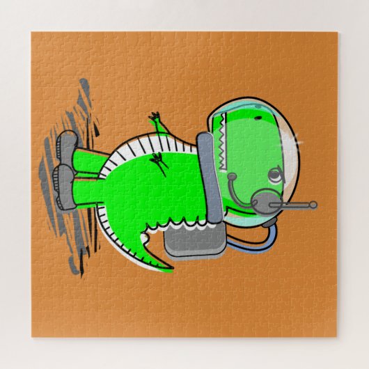 Puzzle Astronaut mignon et en colère T-Rex Dinosaur (Horizontal)