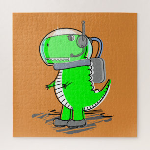 Puzzle Astronaut mignon et en colère T-Rex Dinosaur