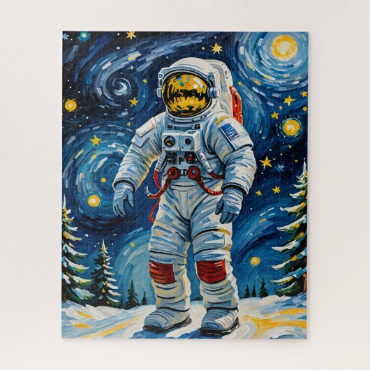 Puzzle Astronaute en forêt d'hiver (Vertical)