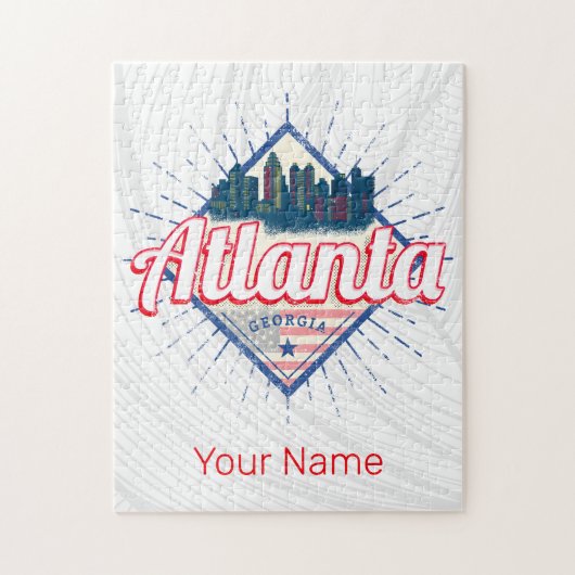 Puzzle Atlanta Georgia United States Retro Skyline (Vertical)