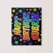 Puzzle "AUBREE" Prénom, Fun "JOYEUX ANNIVERSAIRE" (Vertical)