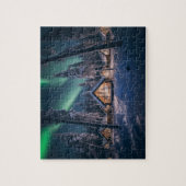 Puzzle Aurora borealis au-dessus du cabine d'hiver (Vertical)