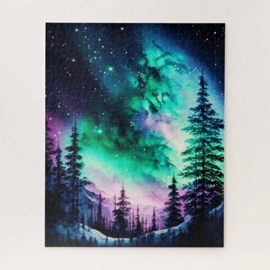 Puzzle Aurora céleste boréale Lumières nord vives (Vertical)