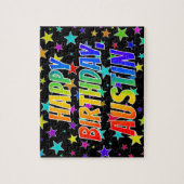 Puzzle "AUSTIN" Prénom, Amusant "HEUREUX ANNIVERSAIRE" (Vertical)