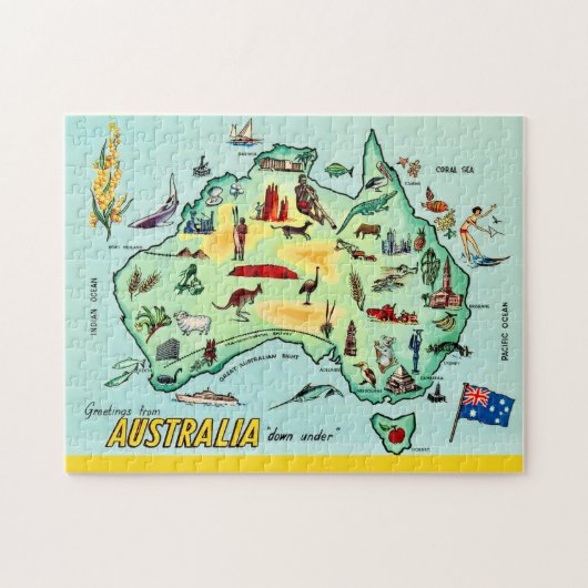 Puzzle Australia Illustrated Map 11x14 (Horizontal)
