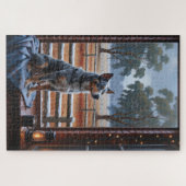 Puzzle Australian Cattle With Christmas Lights Holiday (Horizontal)