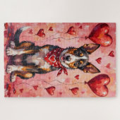 Puzzle Australian Kelpie Valentine Dog Art with Hearts (Horizontal)