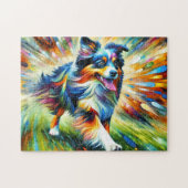 Puzzle Australian Shepherd : Acrylique Blue Merle Aussie (Horizontal)