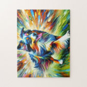 Puzzle Australian Shepherd : Acrylique Blue Merle Aussie (Vertical)