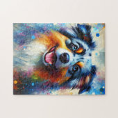 Puzzle Australian Shepherd Blue Merle Dog Acrylique Impre (Horizontal)