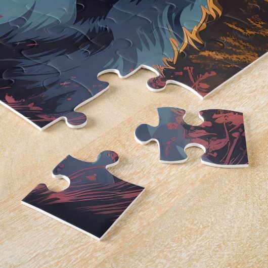 Puzzle Australian-Shepherd dans la forêt au coucher du so (Côté)