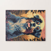 Puzzle Australian-Shepherd dans la forêt au coucher du so (Horizontal)