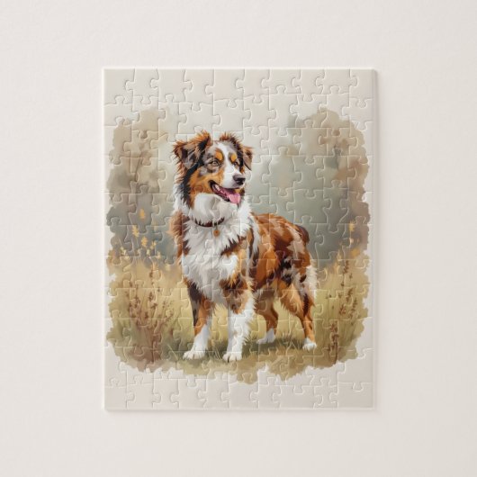 Puzzle Australian Shepherd Dog Red Merle Aussie (Vertical)