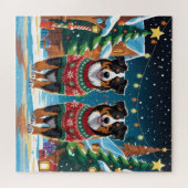 Puzzle Australian Shepherd Dogs Christmas Snow Holiday (Horizontal)