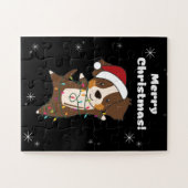 Puzzle Australian Shepherd Merry Christmas Winter (Horizontal)
