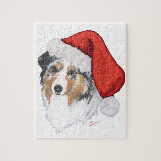 Puzzle Australian Shepherd Noël (Vertical)