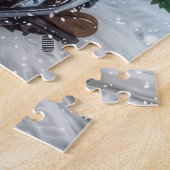 Puzzle Australian Shepherd Riding Motorcycle Noël (Côté)