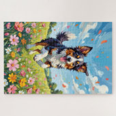 Puzzle Australian Shepherd Spring Wildflower Dog (Horizontal)