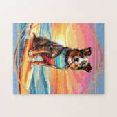 Puzzle Australian Shepherd Surfing (Horizontal)