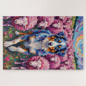 Puzzle Australian Shepherd Valentine's Day Herding Hearts (Horizontal)