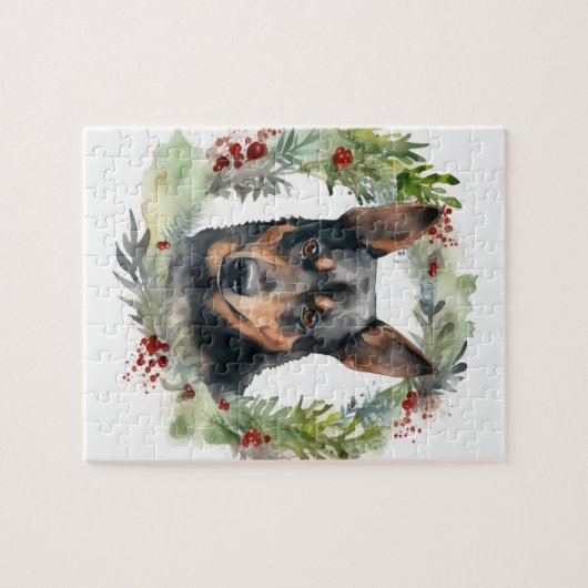 Puzzle Australie Kelpie Noël Wreath Festive Pup (Horizontal)
