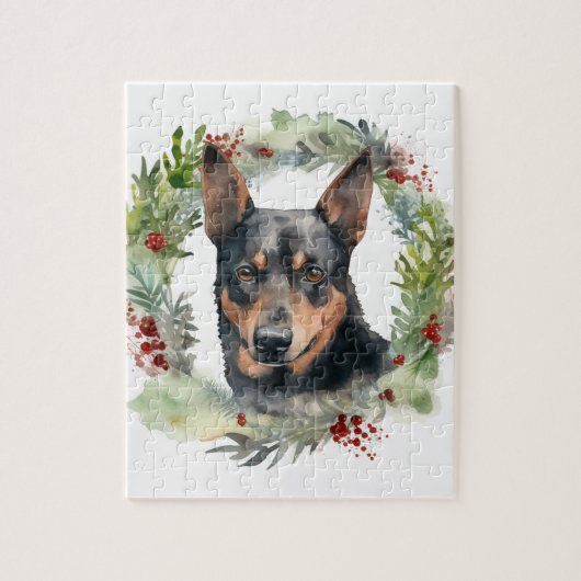 Puzzle Australie Kelpie Noël Wreath Festive Pup (Vertical)
